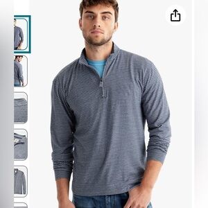 johnnie-O Harvell Slub Striped 1/4 Zip Pullover Golf Gray Sweater Size X-large